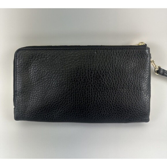 Coach Double Zip Wallet Wrislet Black Pebbled Soft Leather Small F53561 Card - Picture 3 of 16
